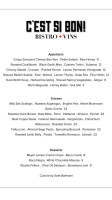 C'est Si Bon! Bistro+Vins menu